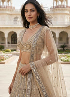 Lehenga Mart Golden Net Designer Bollywood Style Wedding Wear Lehenga Choli | Grocsy
