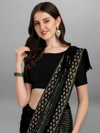 Vegaa Fashion Black Georgette Embroidered Party Wear Saree | Grocsy