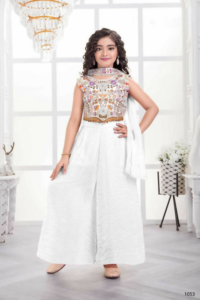 Traditional Designer Fandy Silk White Ethnic Fusion Wear - Anbazaar | Grocsy