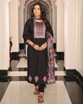 Jyoti Fashion Women's Black Viscos Simmer Hand Work with Floral Printed Kurta Set | Grocsy