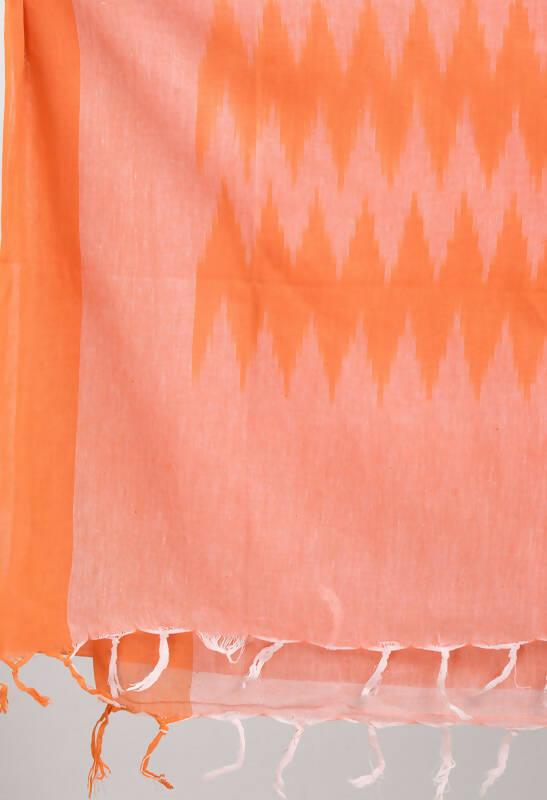 Mominos Fashion Moeza Women's Handloom Cotton Ikkat Orange Dupatta | Grocsy