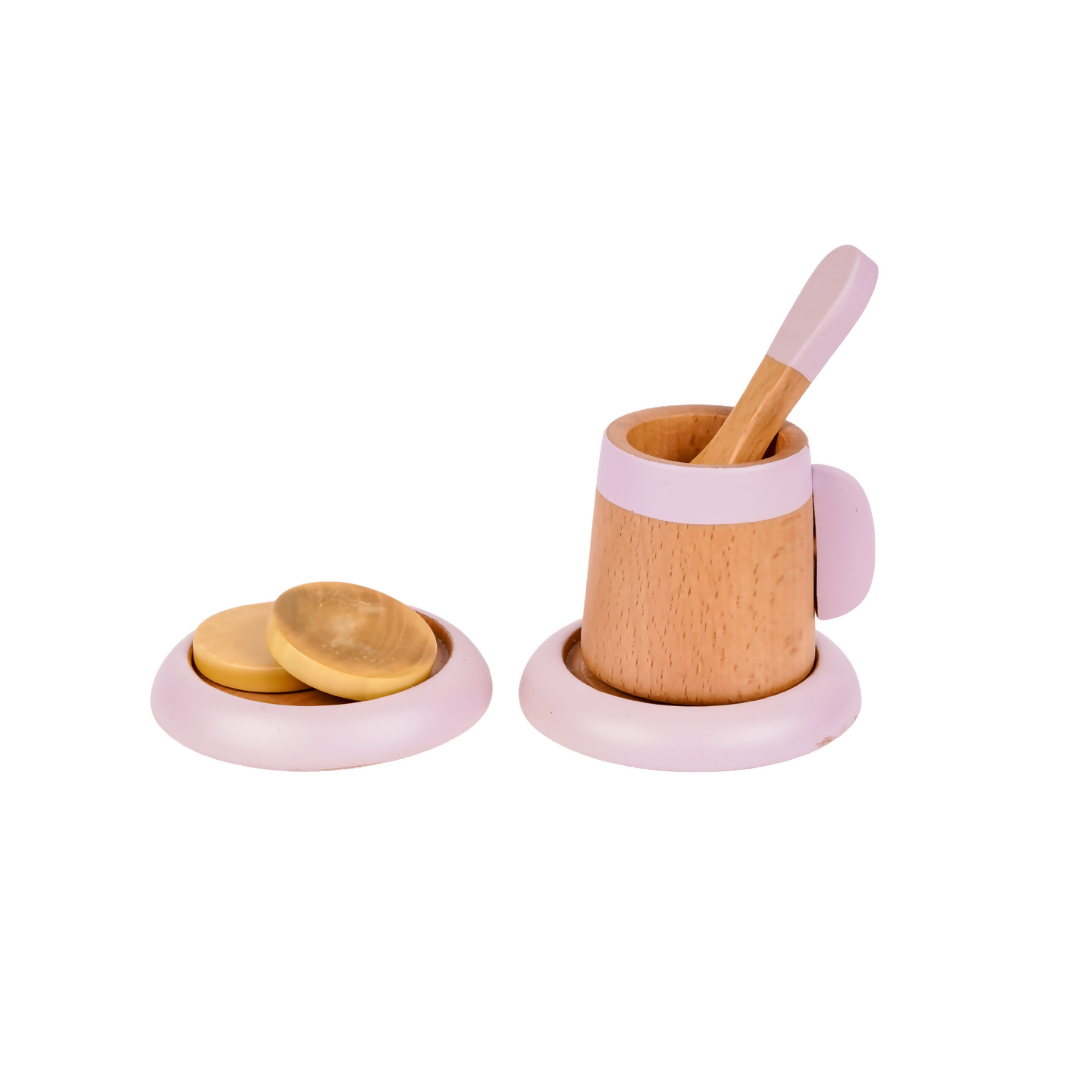 Nesta Toys Wooden Tea Set, Pretend Play Food Sets, Kitchen Toys (3+ Years) - 10 Pcs | Grocsy