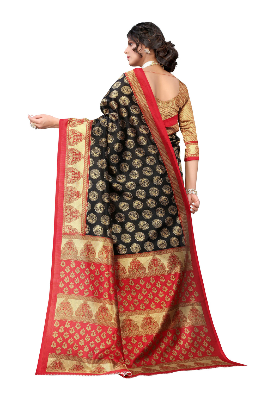 Vamika black Printed Art Silk Saree | Grocsy