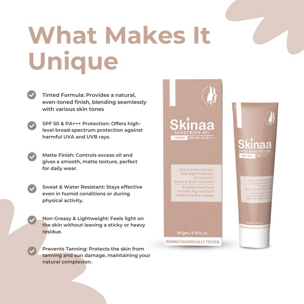 Skinaa Tinted Sunscreen SPF 50 PA+++ UVA & UVB Protection | Grocsy