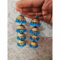 MS Fashion India Umbrella Design Four Jhumka Latkan Hanging Blue Color Pearls Earrings | Grocsy