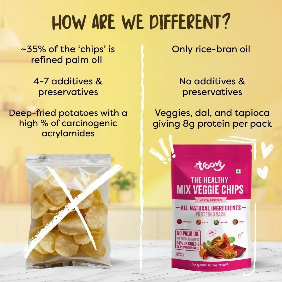 Troovy Healthy Masala Vegetable Chips Tasty & High Protein Snacks | Grocsy