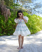 The52 Women's Gorgeous Pure Cotton Fabric Puff Sleeve with Flare Dress | Grocsy