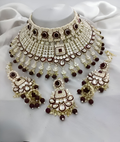 Jewel City Royal Maroon Kundan Choker Necklace Set Bridal Polki Jewelry with Pearl for Wedding, Karwa Chauth & Festive Occasions | Grocsy