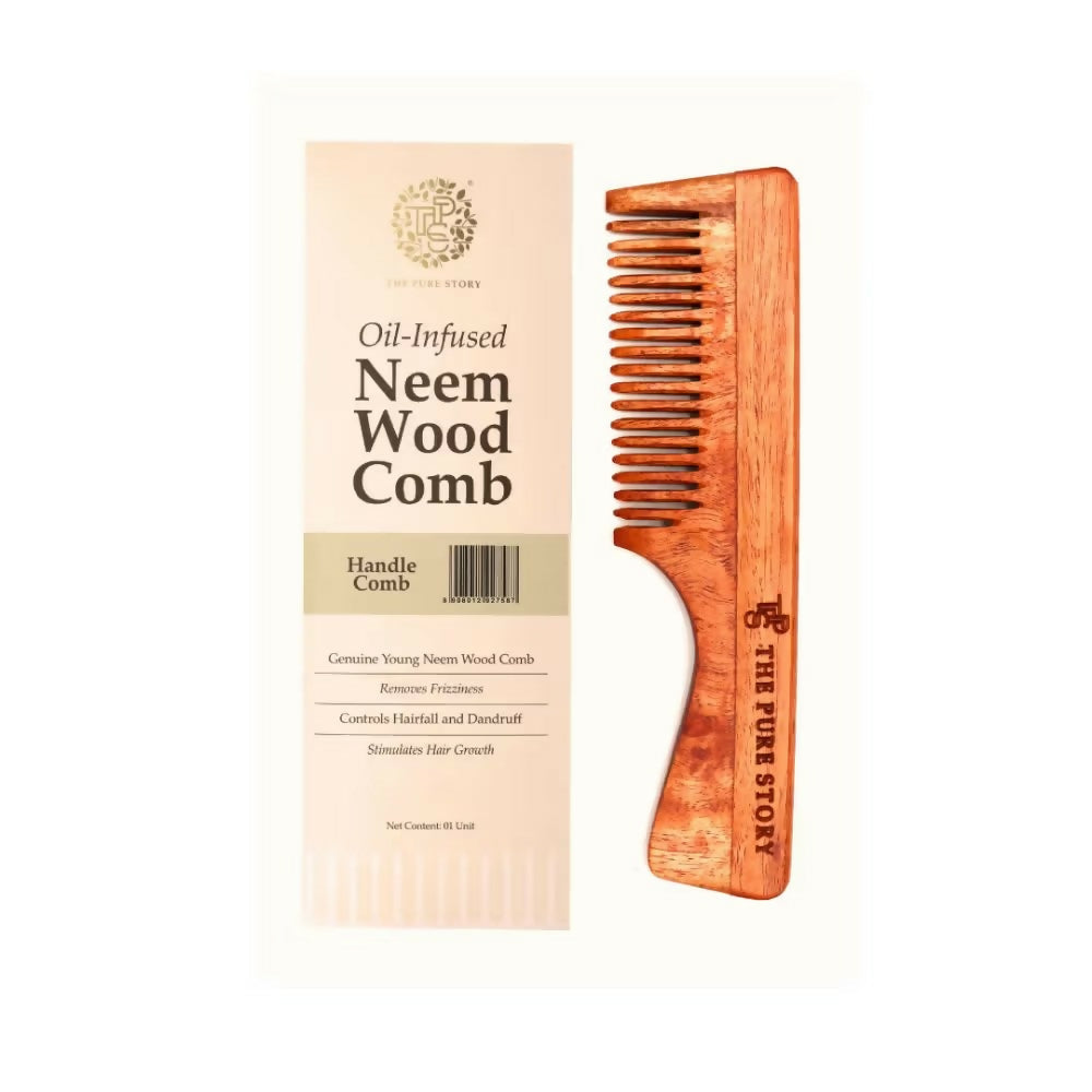 The Pure Story Oil Infused Neem Wood Handle Comb | Grocsy