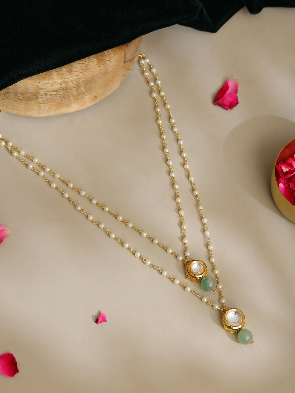 Ruby Raang Green Aventurine & Kundan Necklace | Grocsy