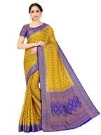 Mimosa Women's Mustard Yellow Patola Art Silk Saree | Grocsy