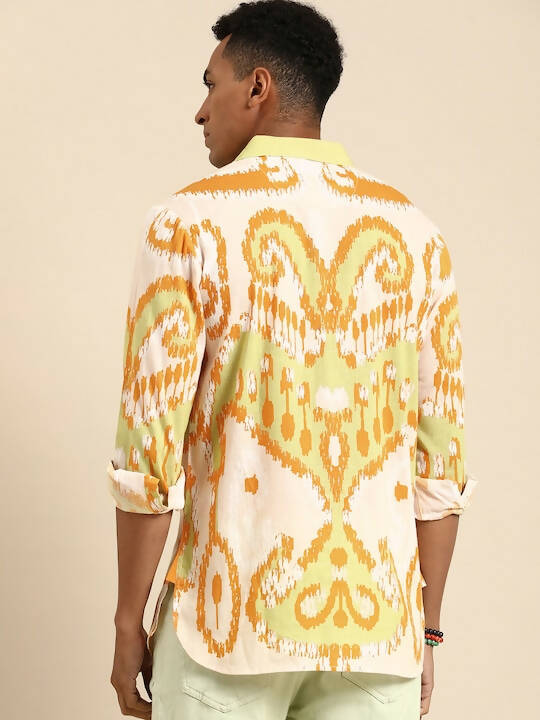 Off White Men Pure Cotton Relaxed Opaque Printed Casual Resort Shirt - Mahotsav | Grocsy