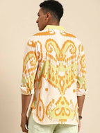 Off White Men Pure Cotton Relaxed Opaque Printed Casual Resort Shirt - Mahotsav | Grocsy