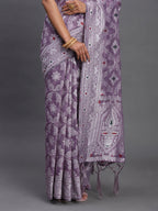Shree Shyam Fashion Linen Cotton Violet Saree | Grocsy
