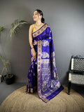 Joban Fashion Purple Paisley Soft Silk Banarasi Saree | Grocsy