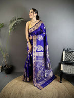 Joban Fashion Purple Paisley Soft Silk Banarasi Saree | Grocsy
