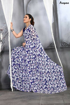 Aayaa Designer Printed Georgette Saree - Multi Color | Grocsy