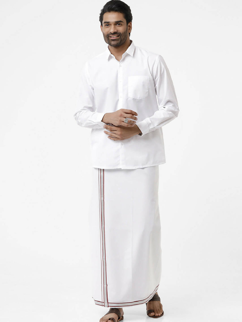 Ramraj Cotton Mens Full Sleeve Formal Poly Cotton White Shirt | Grocsy