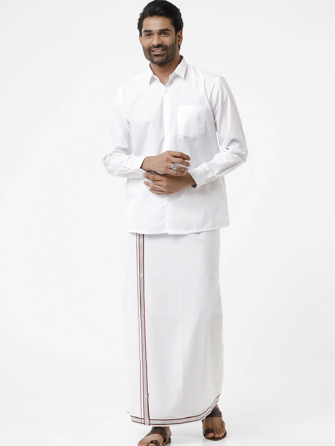 Ramraj Cotton Mens Full Sleeve Formal Poly Cotton White Shirt | Grocsy