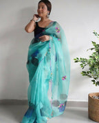 Vamsee Dillagi Sky Organza Saree | Grocsy