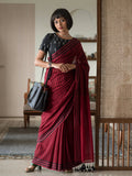 Suta Maroon Woven Design Pure Cotton Saree | Grocsy