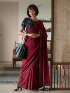 Suta Maroon Woven Design Pure Cotton Saree | Grocsy