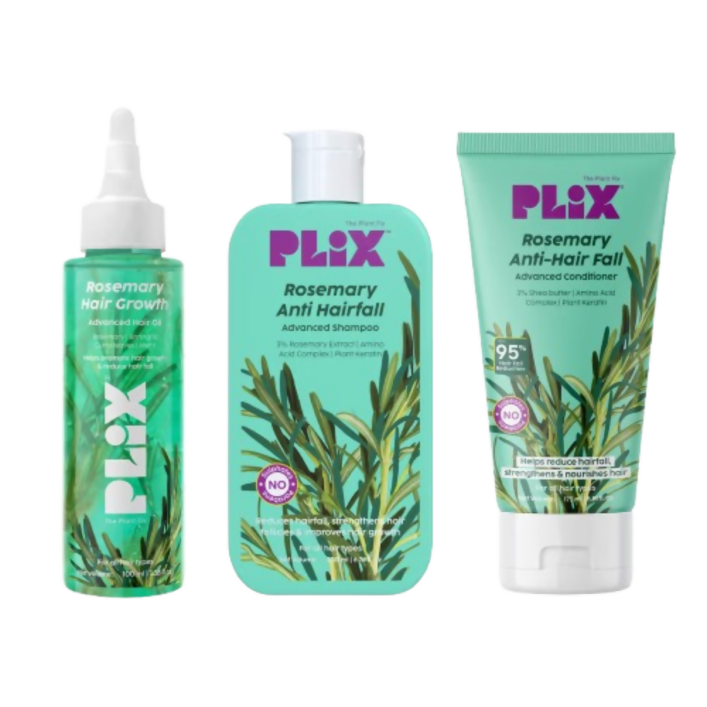 PLIX The Plant Fix Rosemary Hair Growth Advanced Hair Oil, Anti Hairfall Shampoo & Conditioner | Grocsy