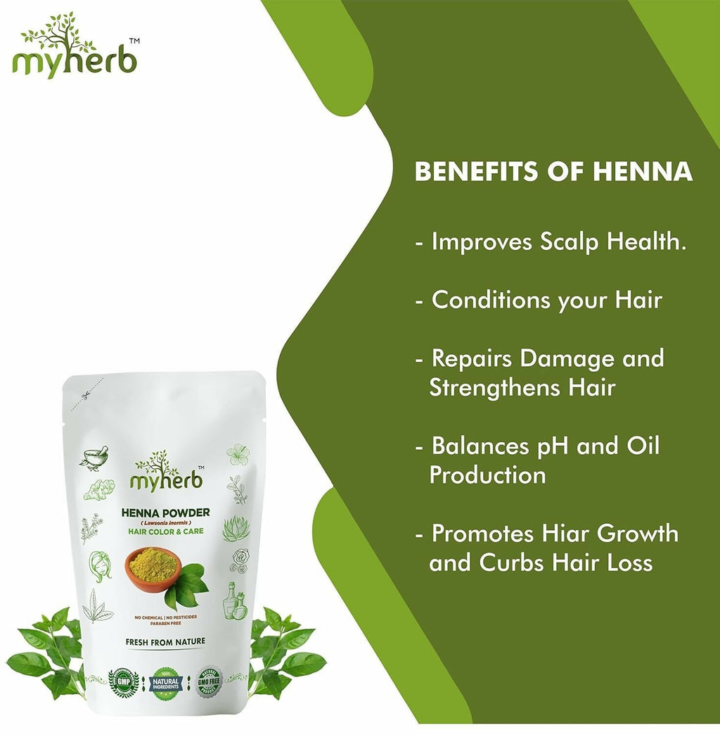 Myherb Pure Natural Organic Henna Powder | Grocsy