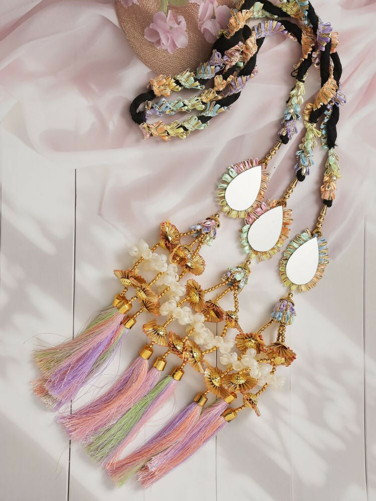 Ruby Raang Colorful Gota Pati Work And Colorful Pastel Hues Threadswith And Black Thread & Mirros | Grocsy