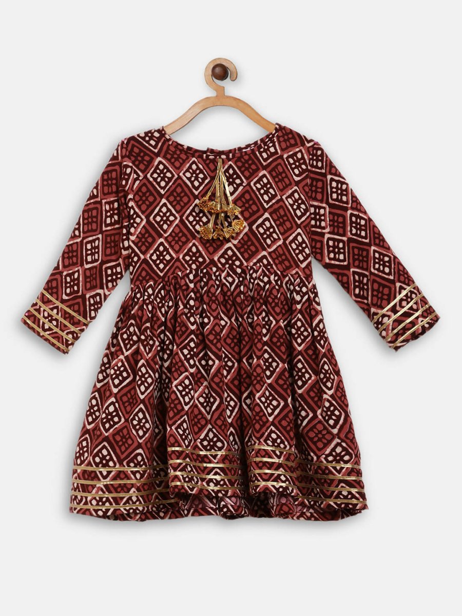 Ahalyaa Maroon Rayon Printed Kurta Palazzo Sets for Kids For Girls | Grocsy