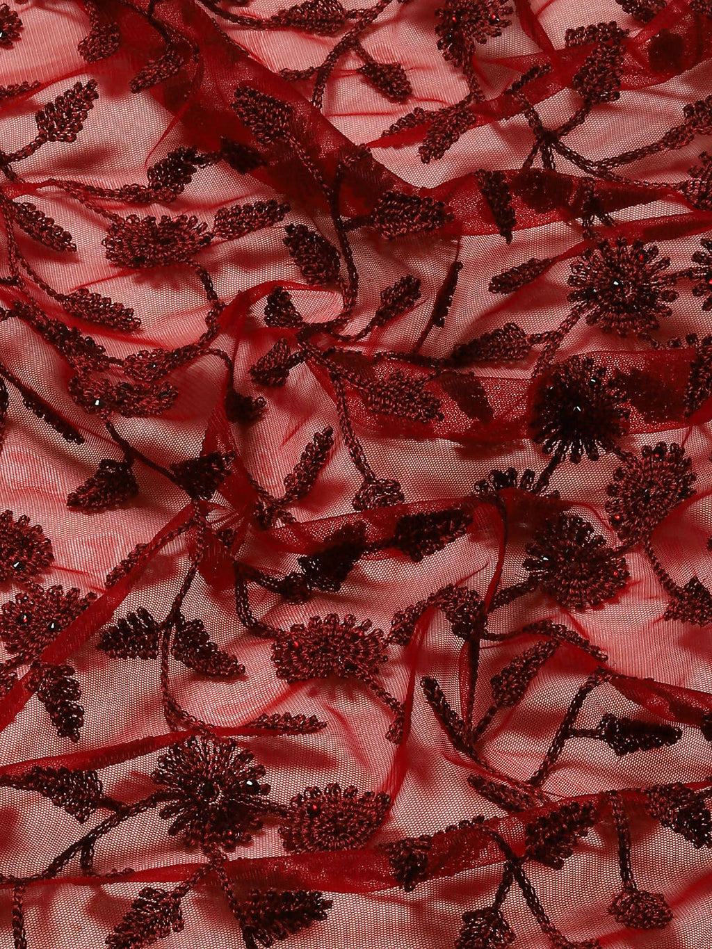 Maroon Woven Design Net Saree with Blouse Piece - Kalamkari | Grocsy