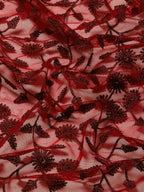 Maroon Woven Design Net Saree with Blouse Piece - Kalamkari | Grocsy