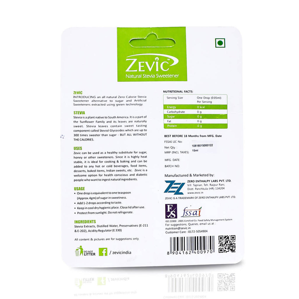 Zevic Stevia Zero Calorie Liquid 250 Drops | Grocsy