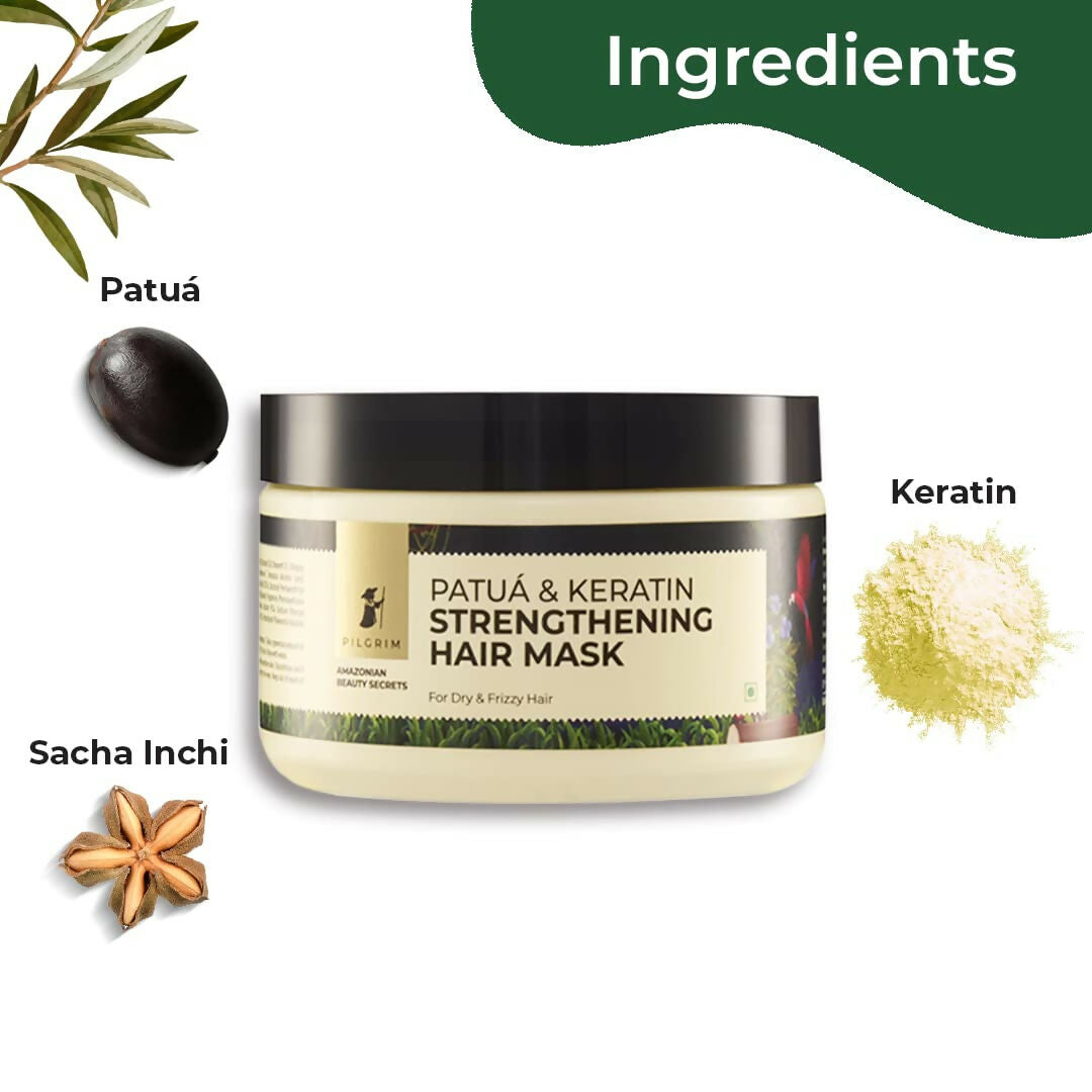 Pilgrim Amazonian Patua & Keratin Strengthening Hair Mask For Dry & Frizzy Hair With Sacha Inchi | Grocsy