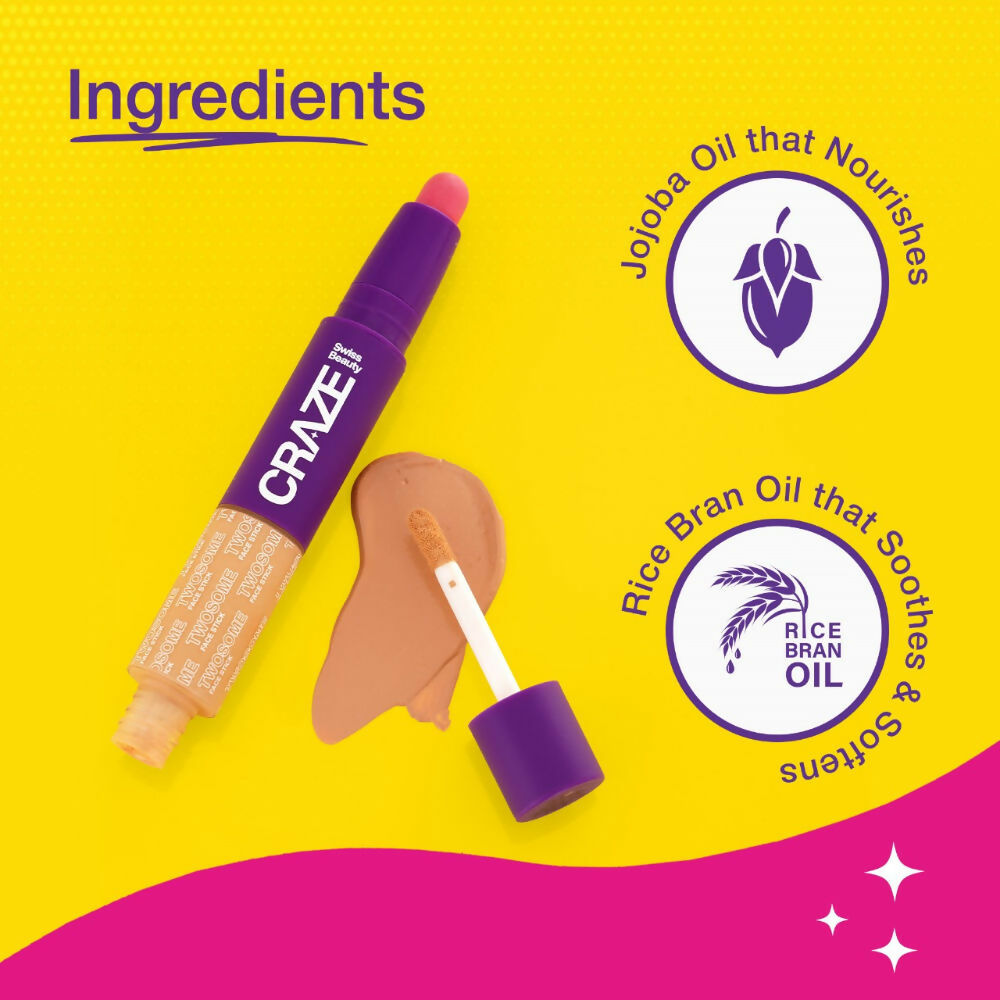 Swiss Beauty Craze Twosome Face Stick 2-In-1 Beauty Wand Concealer and Blush - 2 Light - Rose | Grocsy
