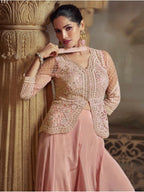 Anaita Baby Pink Georgette Readymade Suit with Embroidery Work | Grocsy