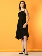 Myshka Women's Black Solid Party Dress | Grocsy