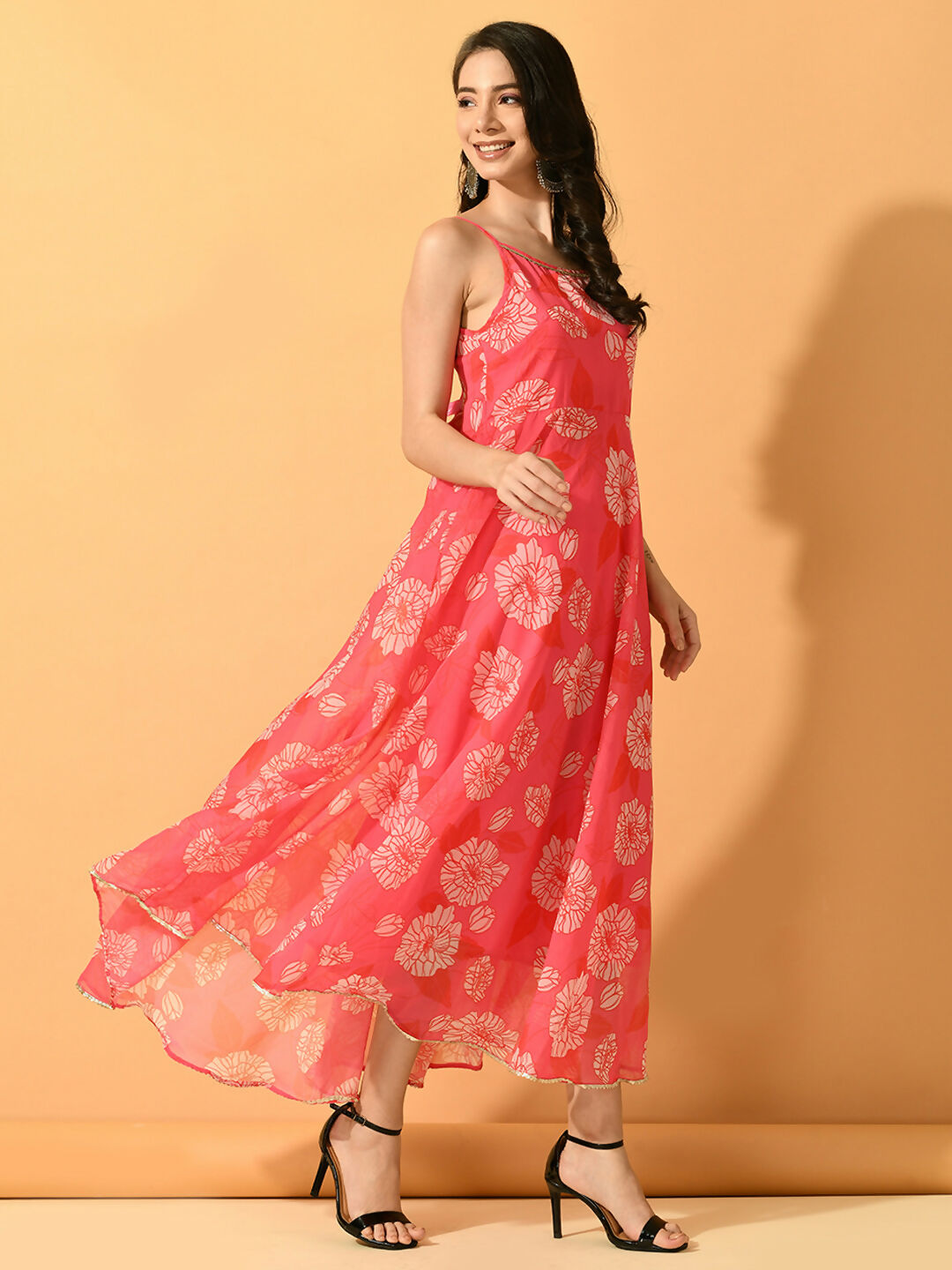 Myshka Women's Pink Fit and Flare Party Dress | Grocsy