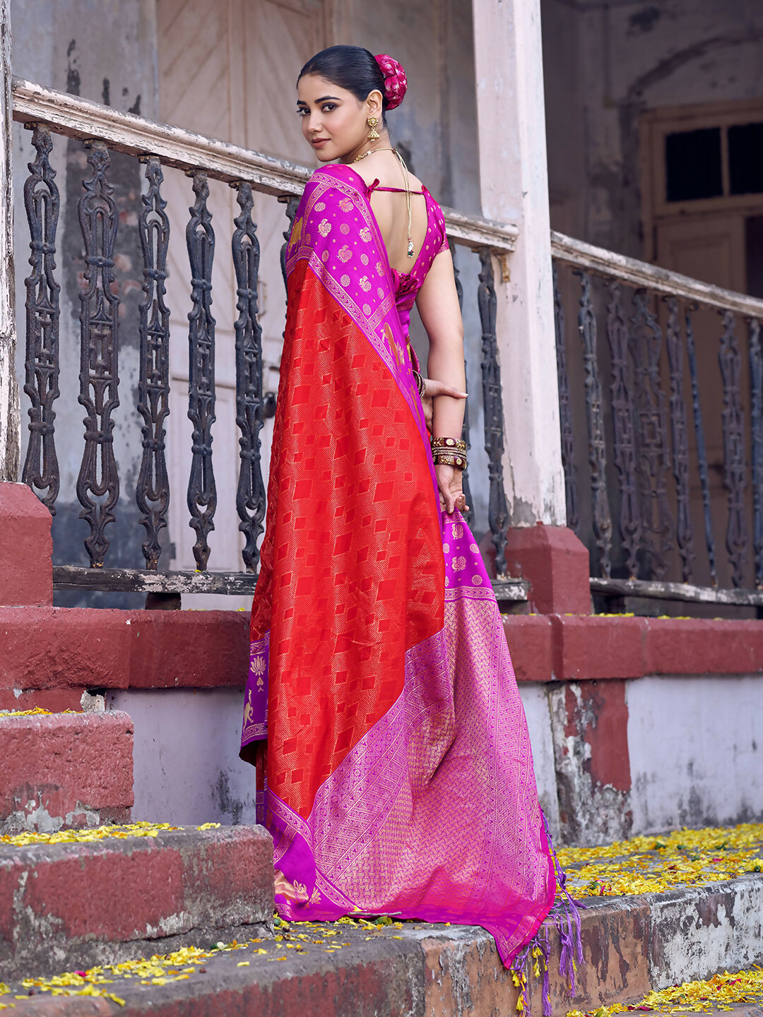 Shree Shyam Fashion Red Soft Silk Saree | Grocsy