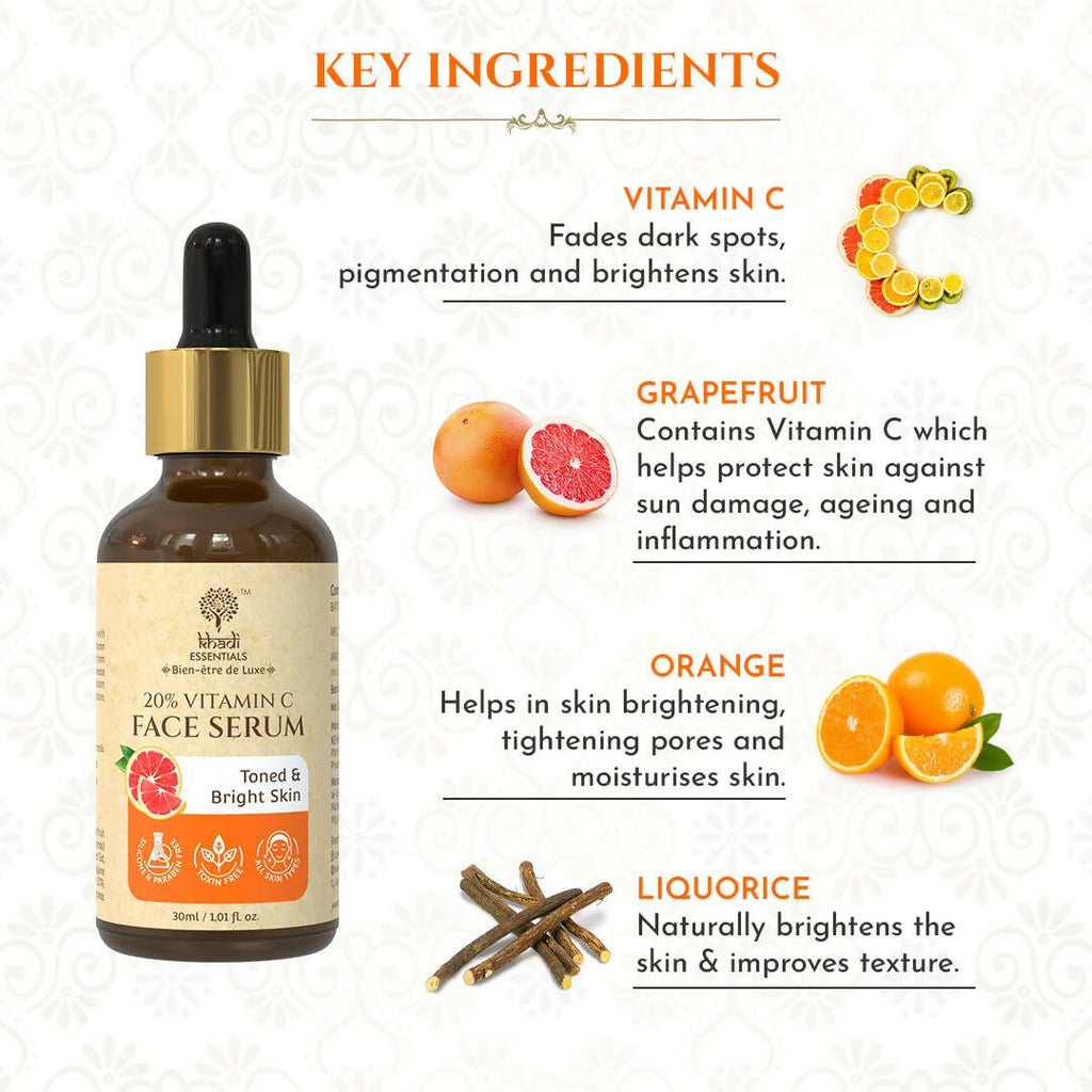 Khadi Essentials 20% Vitamin C Face Serum | Grocsy