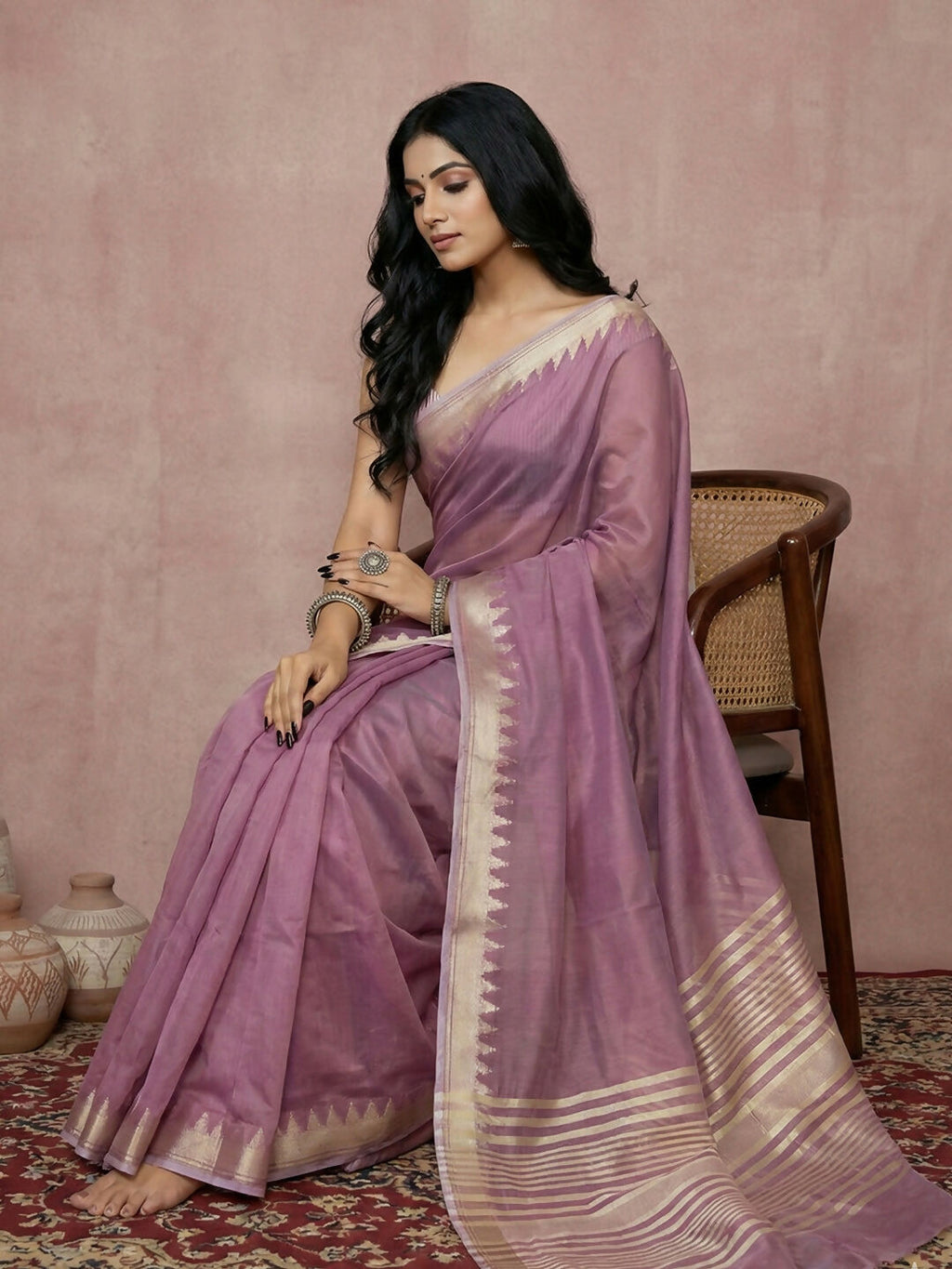 Shree Shyam Fashion Purple Cotton Saree | Grocsy