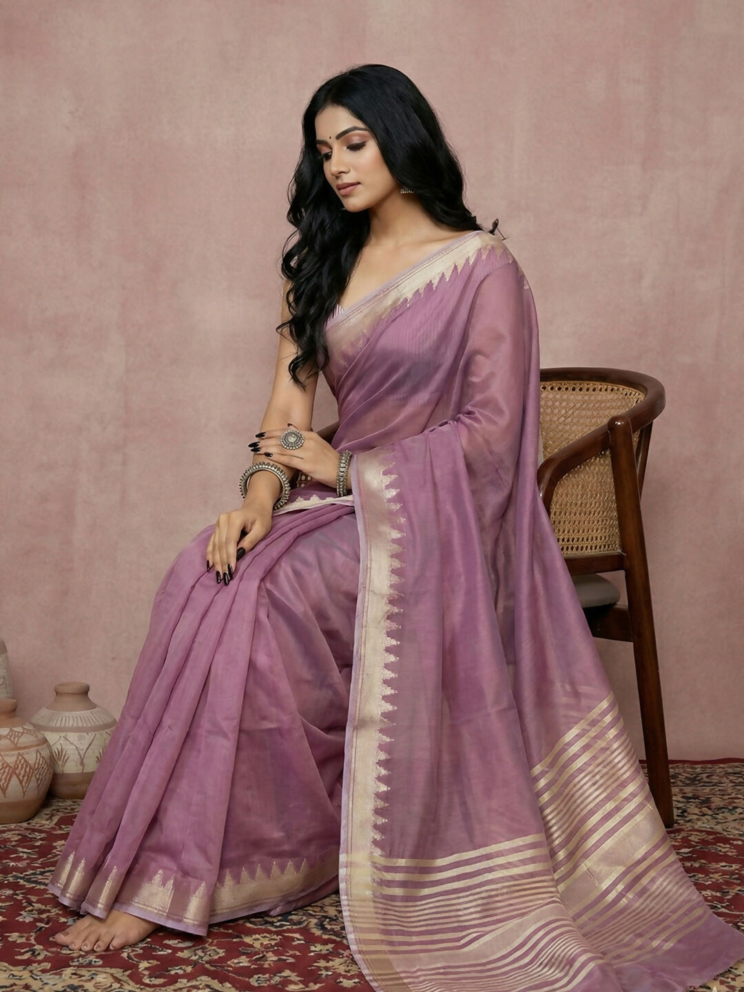 Shree Shyam Fashion Purple Cotton Saree | Grocsy