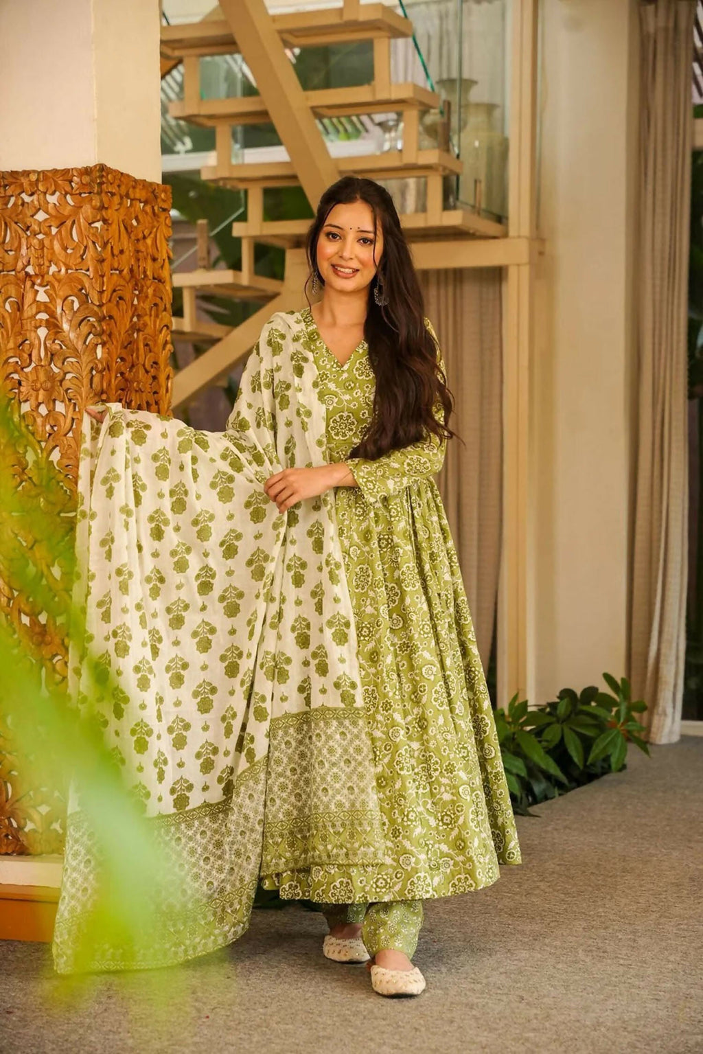 Aayaa Designer Cotton Silk Suit - Pista Green | Grocsy