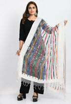Mominos Fashion Moeza Women's Orgenza Multi Thread Mirror Work White Dupatta | Grocsy