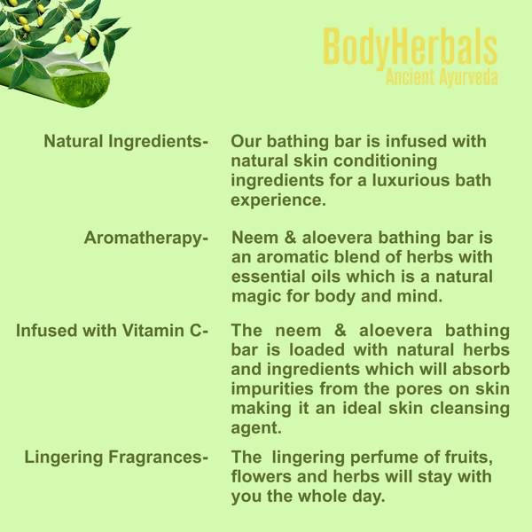 Bodyherbals Pure Neem & Aloe Vera Bathing Bar | Grocsy