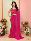 Aafreen Partywear Designer Dark pink Georgette Fancy Saree | Grocsy