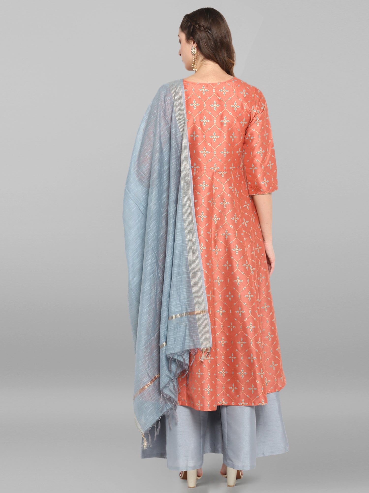 Janasya Women's Turquoise Green Cotton Flex Ikkat Kurta With Pant | Grocsy
