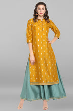Janasya Light Green Poly Silk Gold Print Anarkali Ethnic Dress | Grocsy