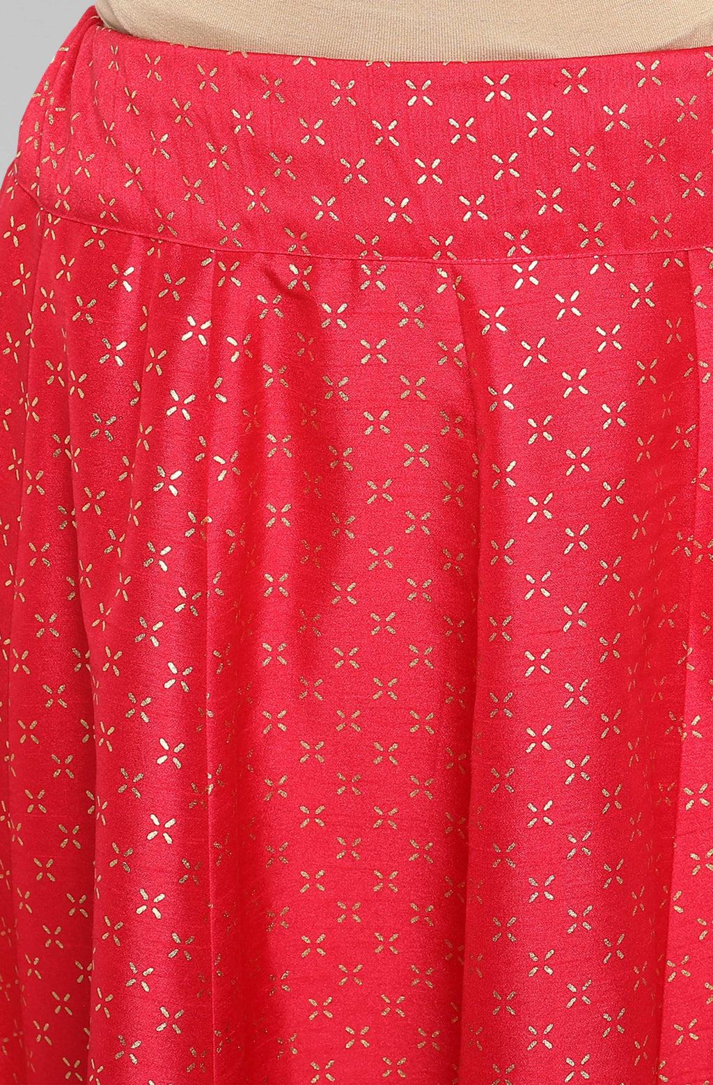 Janasya Women's Pink Poly Silk Gold Print Lehenga Choli With Dupatta | Grocsy