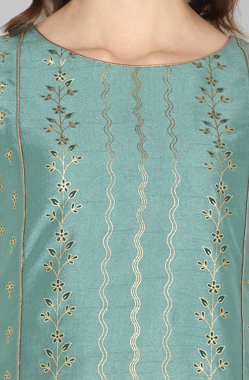 Janasya Women's Light Green Poly Silk Floral Print Kurta With Palazzo And Dupatta | Grocsy